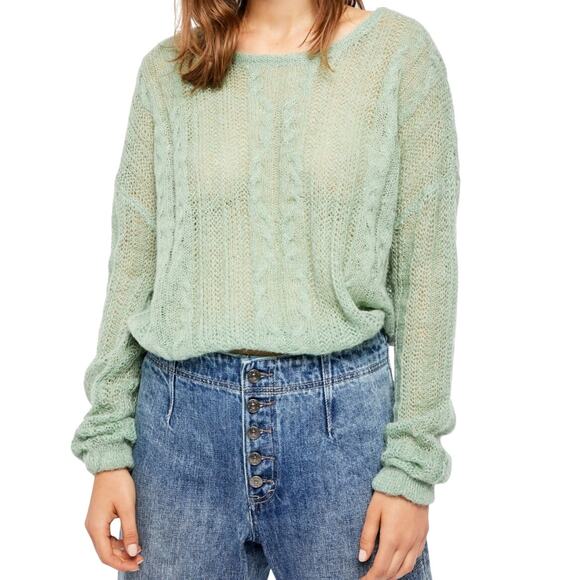 Free People Alpaca Wool Blend Angel Soft Pullover Mint Sweater Size S - Picture 1 of 9